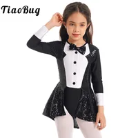 Vestido de baile de Ballet con lentejuelas para niñas, traje de baile de Jazz latino moderno brillante puesta en escena, leotardo