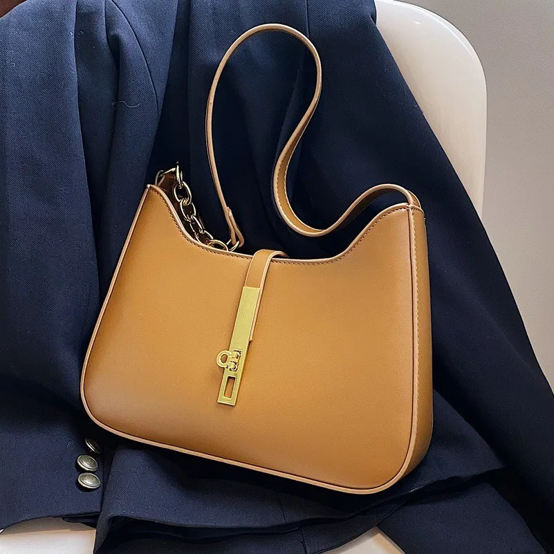 ファッショナブルな女性用ショルダーバッグ-年夏-トレンドの脇の下バッグ-多用途-高級感-pu素材-チェーン要素