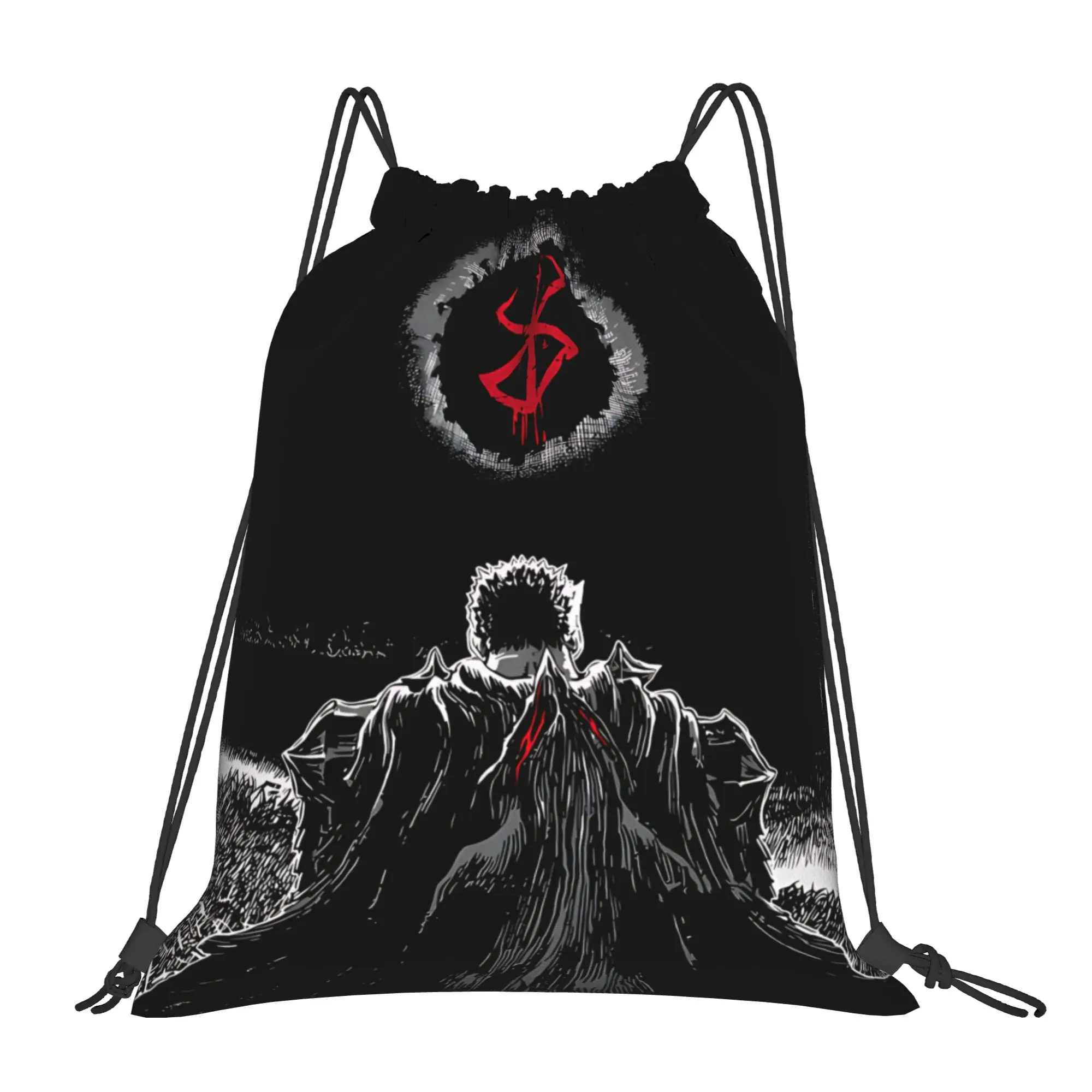 1 pc Black Swordsman Anime Fans Berserk Drawstring Bags Hiking Storage Backpack School Shoe Bag