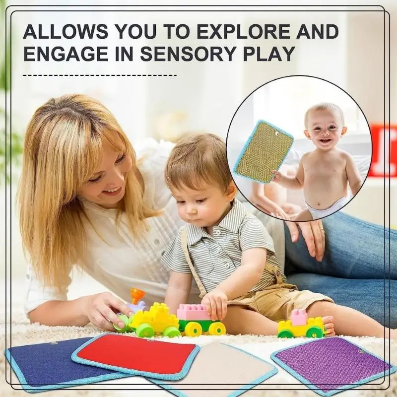 Tapis jeu sensoriel multi-texture pour bébé, doux, lavable en Machine, tapis d'activité, développement précoce, Exploration