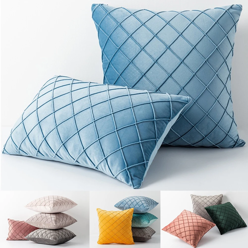 1PC Multi-Color Velvet Cushion Cover for Sofa Living Room Diamond Plaid Velvet Cushion Cover funda cojin 30x50 rectangular 베갯잇