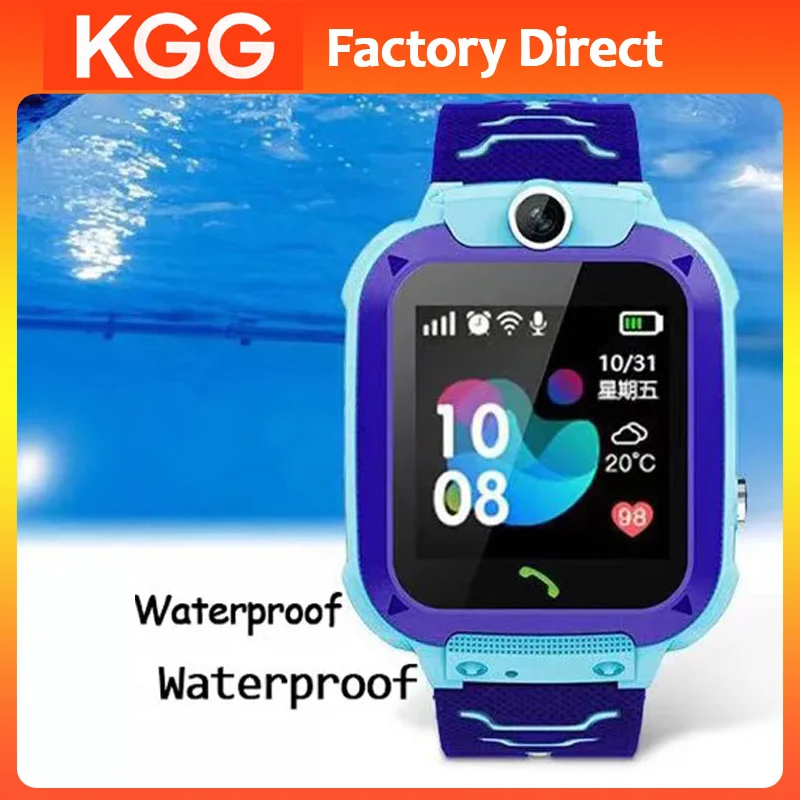 2G Waterproof Smart Watch Phone SOS Call Remote Call Back LBS Location Children Smartwatch with Math Game 12 Kids Clock Gifts