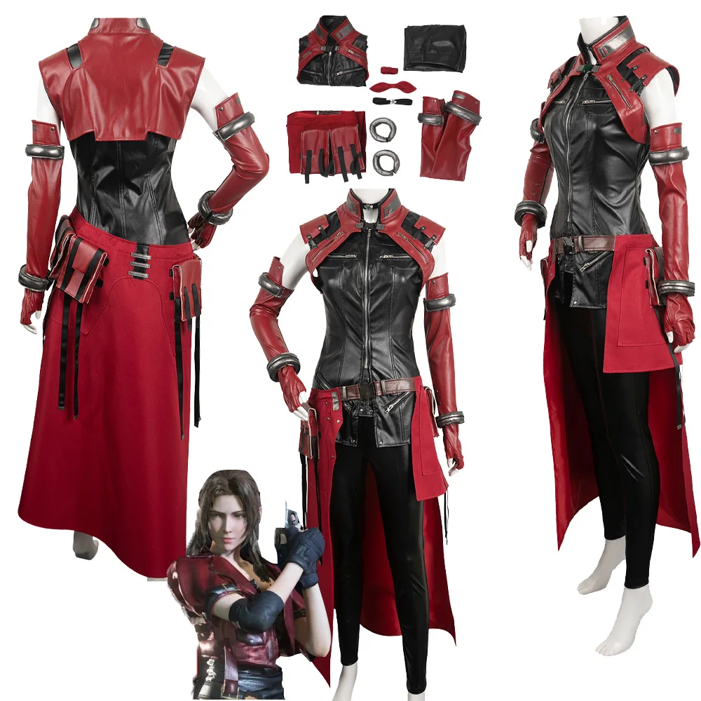 

Aerith Cosplay Game Final Cos Fantasy 7 Costume Ever Crisis Uniform Jacket Pants Leather Women Outfit Halloween Carnival Suit