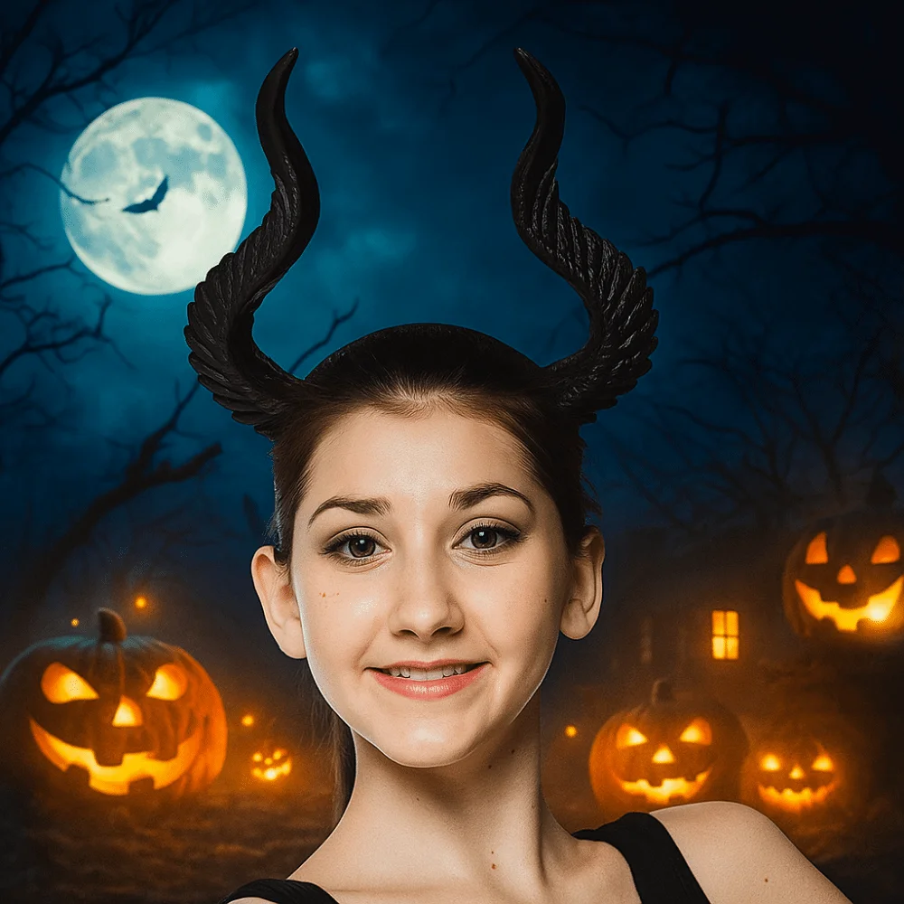 Corne de bœuf drôle, bandeau de cornes d'halloween, série foncée, bandeau de Cosplay en PU, couvre-chef d'halloween, cerceau pour cheveux, fête de mascarade
