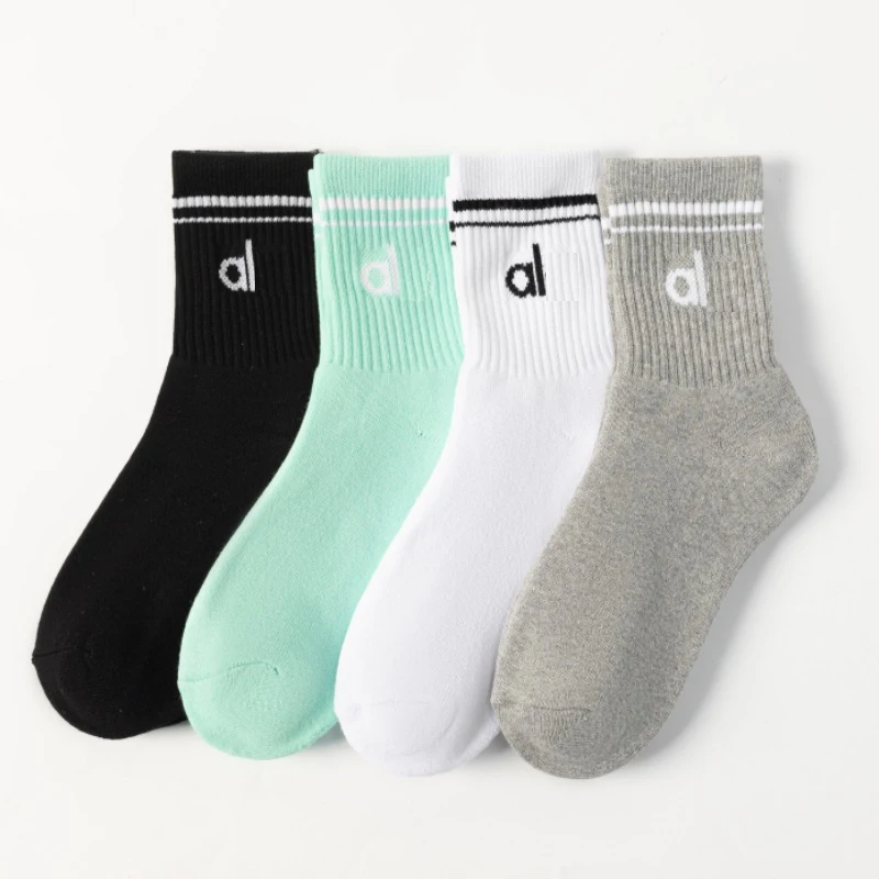 a*Yoga Women Socks Yoga Sports Casual Socks Cotton Sports Socks Seasonal Unisex Black and White Long Tube Accessories