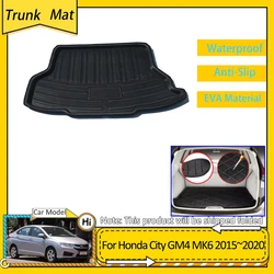 Car Trunk Mat For Honda City GM4 5 6 8 9 Ballade Grace MK6 2015~2020 Cargo Boot Pad Protective EVA Waterproof Carpet Floor Liner