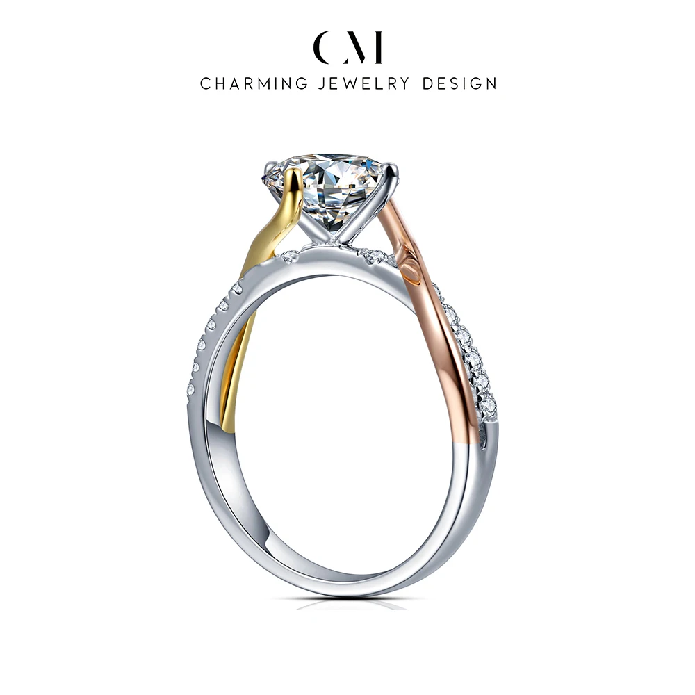 CHARMING Sparkling Worthy 1.5CT Moissanite Ring S925 Silver for Women Dinner Party Jewelry Birthday Gifts Anniversary Engagement