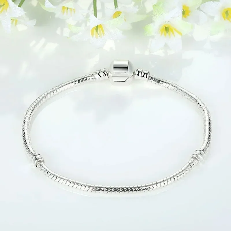 Not Fade Silver Color Basic Bracelets & Bangles fit Original Charm Bead Bracelet for Women Jewelry Gift