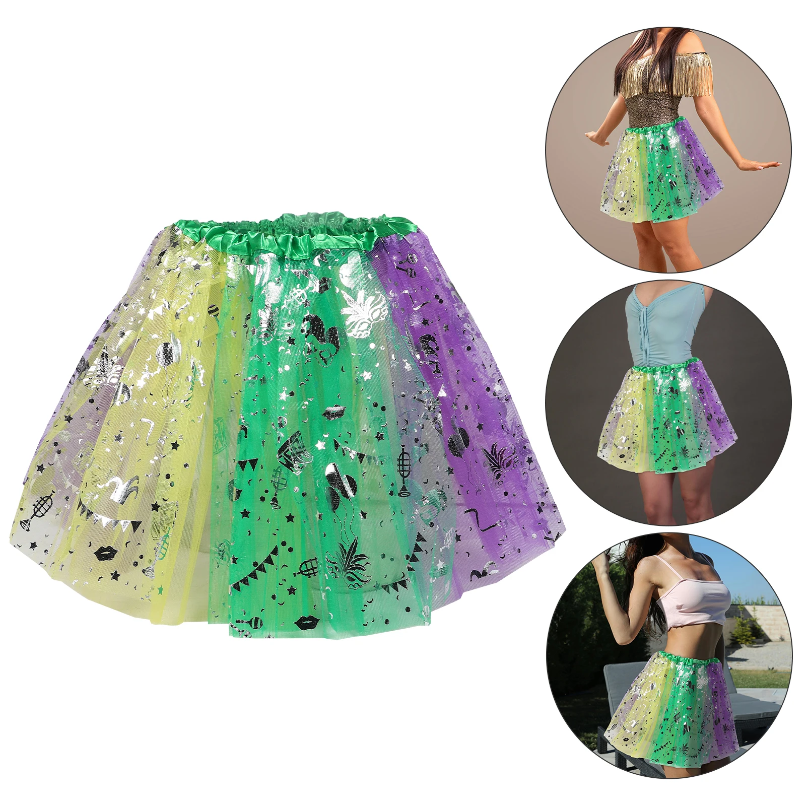 

Skirts Carnival Sequin Dress Elastic Tulle Gauze Adult Glitter Tutu Waistband Costume
