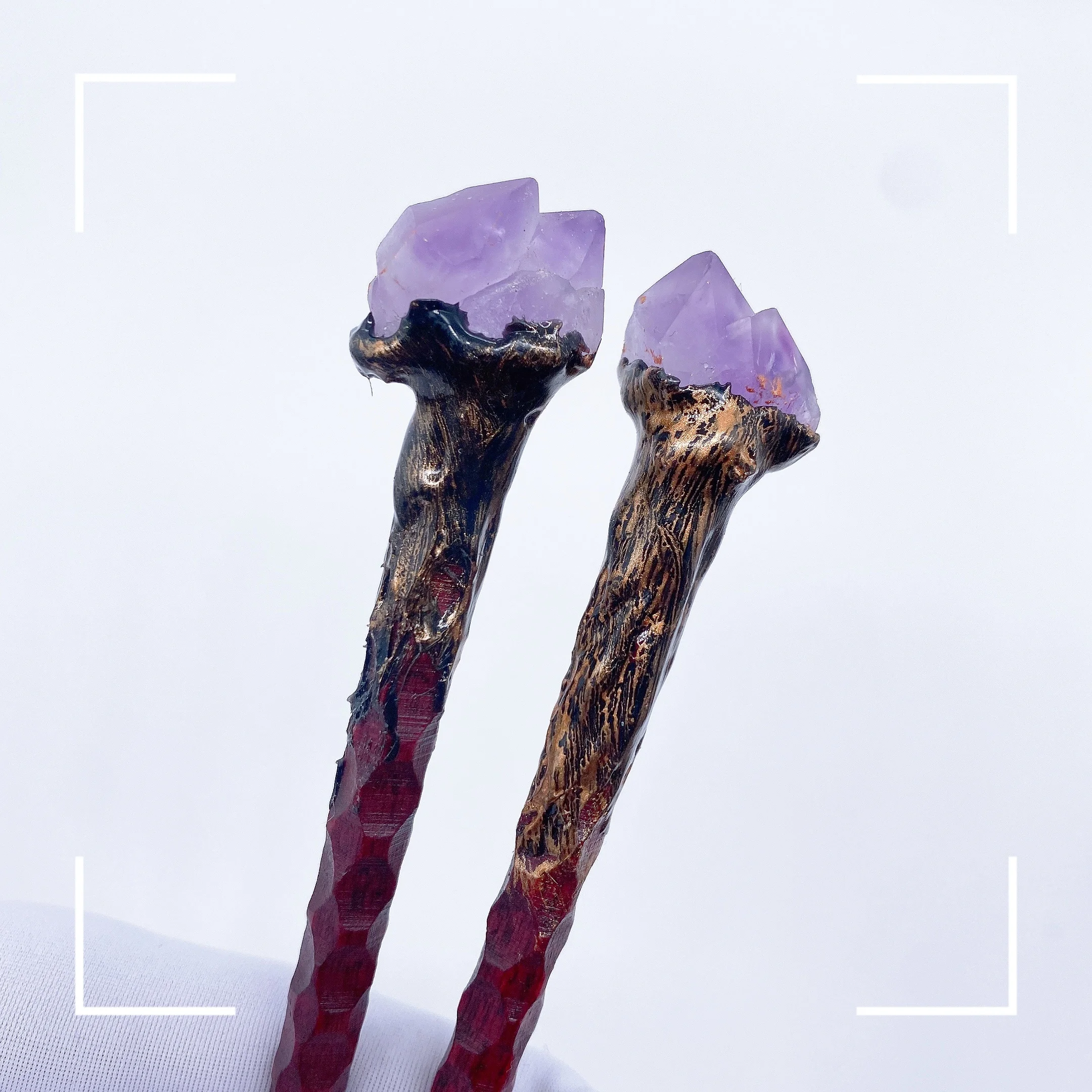 19CM Natural Amethyst Flower Crystal Magic Stick Wand Witch Home Decoration Witchcraft Scepte Reiki Healing  Children Gift