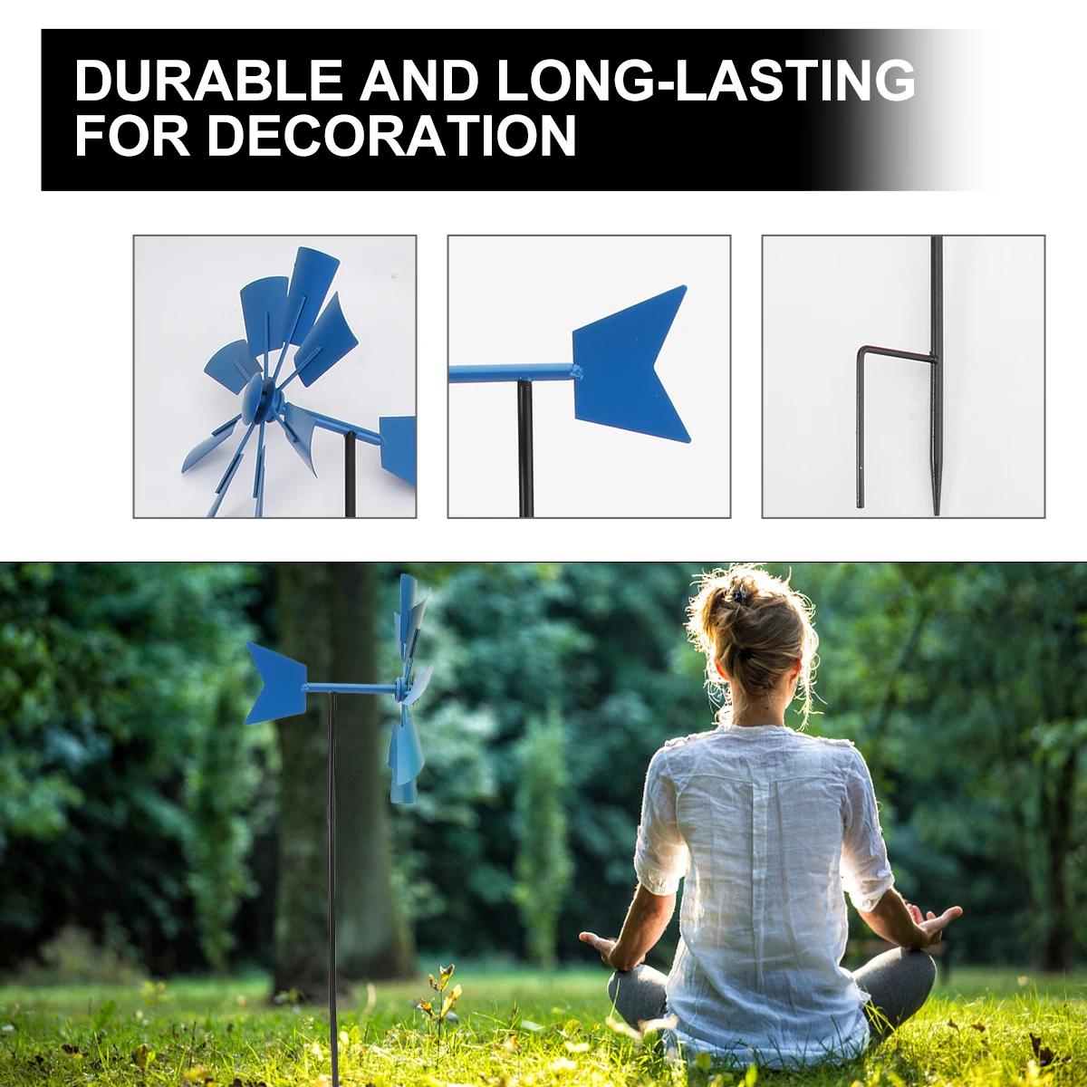 

Iron Windmill Decor Durable for Gardens Flower Pots Attract Birds Bees Butterflies Party Favors Holidays Outdoor Use Pinwheel