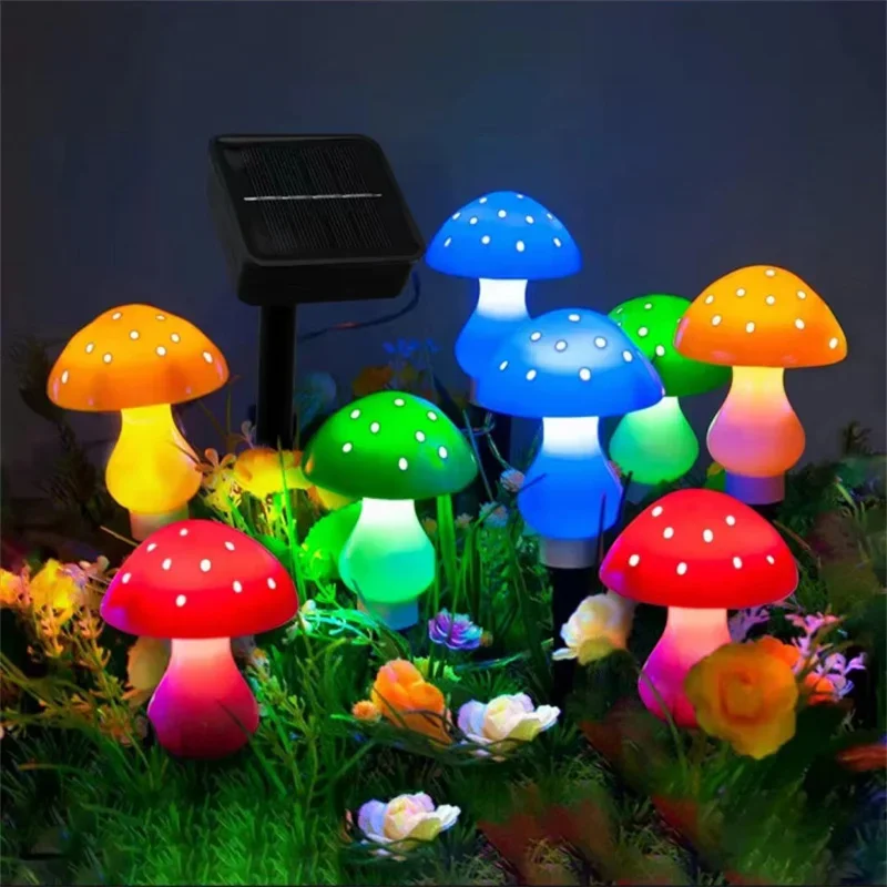 

Solar Mushroom Light Garden Outdoor Decor 8 Modes Waterproof Mushroom Lamp Pathway Landscape Yard Easter Halloween Xmas Sunlight