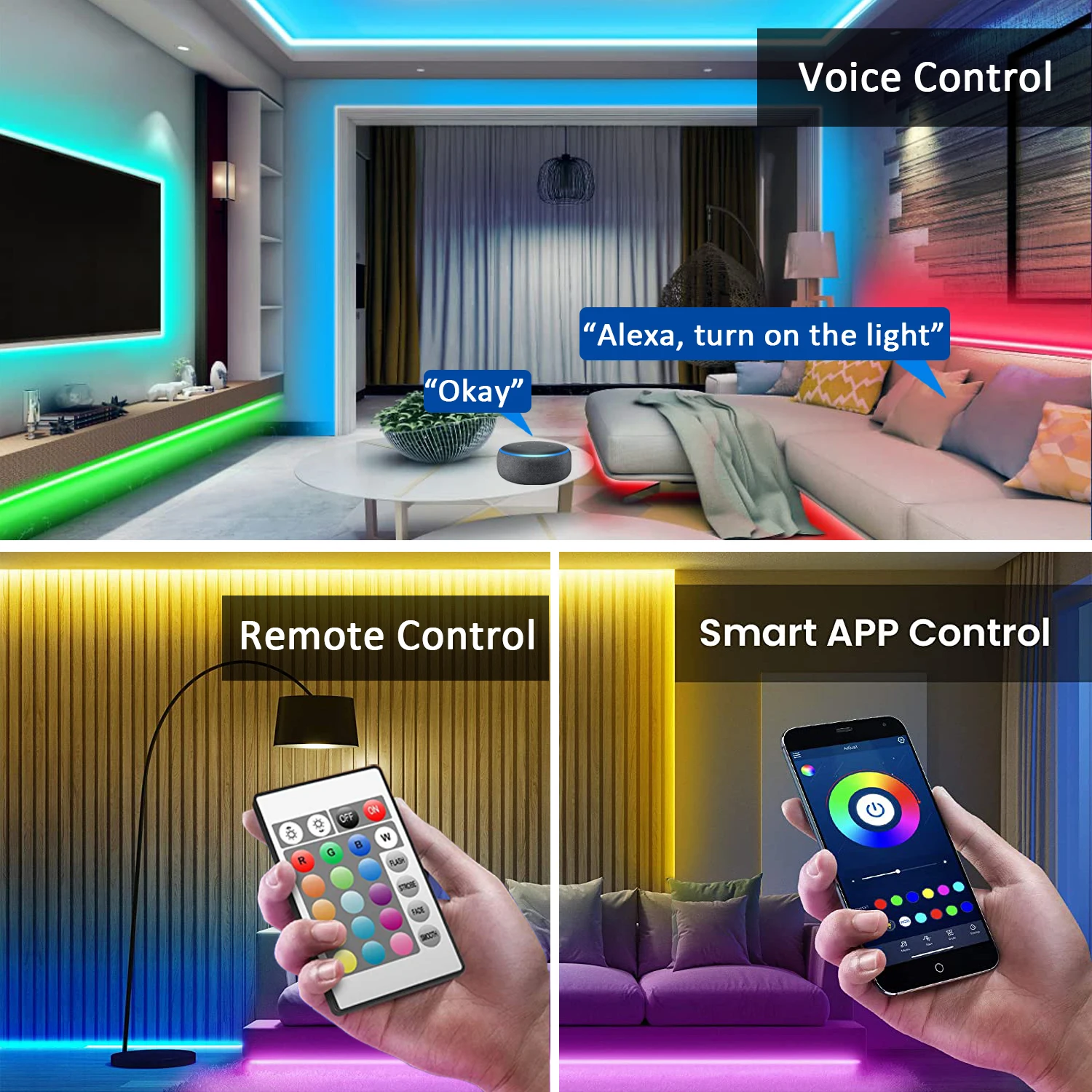 Wifi Led diody na wstążce taśma Led RGB 5050, Tuya inteligentne życie App kontrolowane diody Led, praca z Alexa Google Home