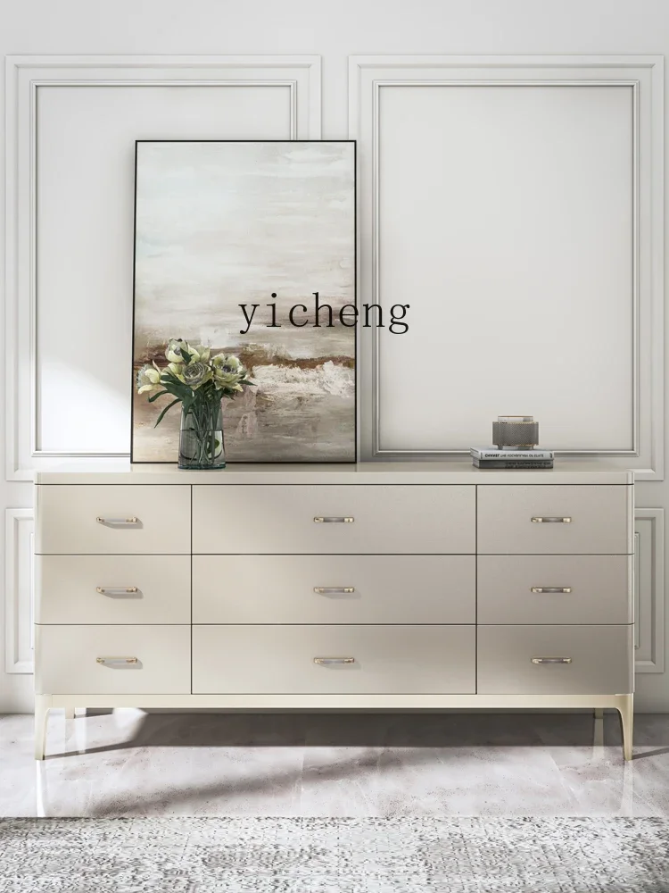 v4 Chest of Drawers Bedroom Storage Cabinet Solid Wood Locker Simple Nine-Drawer Cabinet Living Room Entrance Cabinet