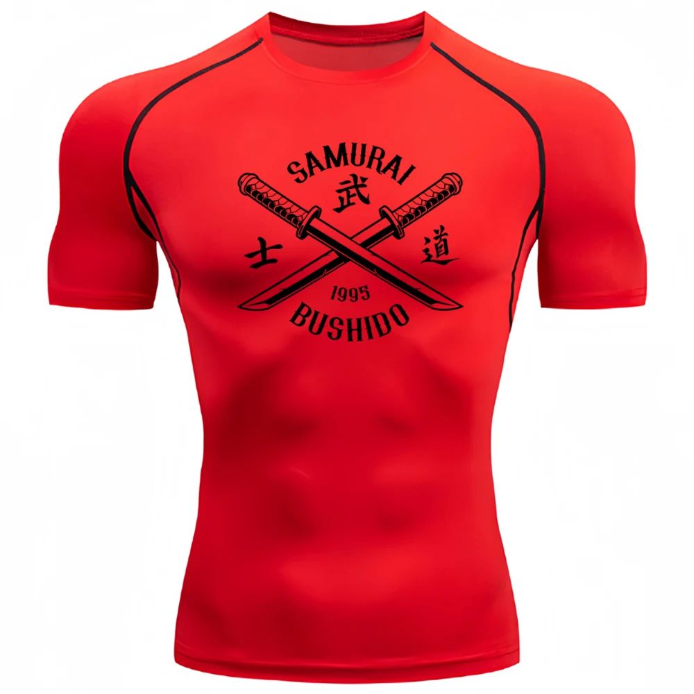 New Compression SAMURAI Shirt Men Fitness Gym Super Sport Running T-Shirt Rashgard Tops Tee Quick Dry Short Sleeve T-Shirt Men