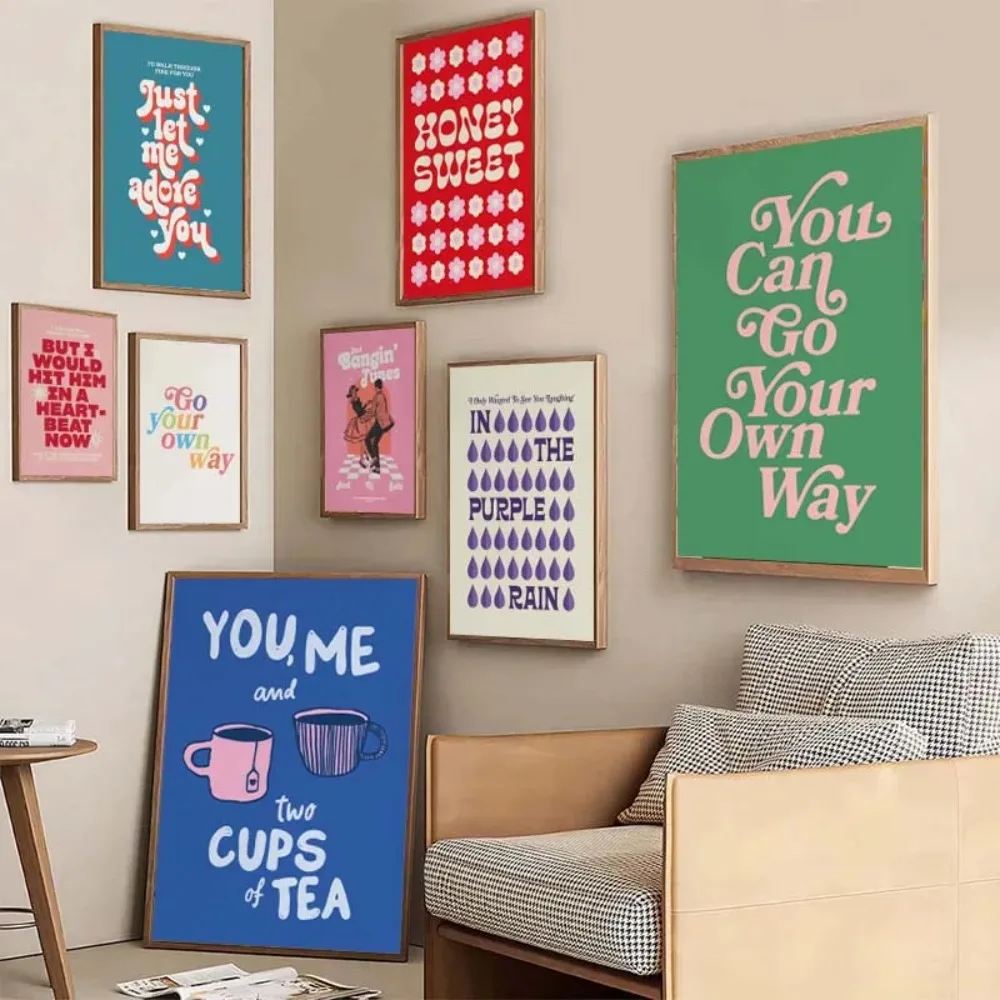 بساطتها الموسيقى الطباعة الفن الملصقات الوردي الألوان كلمات يقتبس الرسم على لوحات القماش الجدارية غرفة المعيشة ديكور المنزل