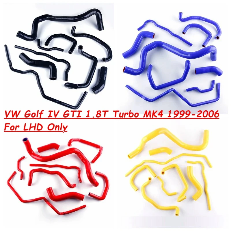 

For 1999-2006 Volkswagen VW Golf IV MK4 1.8T GTI Turbo For LHD Only 2000 2001 2002 Coolant Radiator Hose Kit Silicone Tube 9Pcs