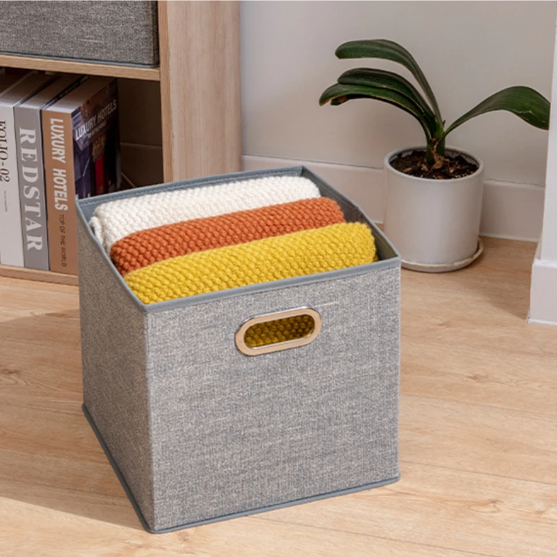 32L Foldable Fabric Storage Box With Metal Buckle Toys Books Desktop Storage Wardrobe Drawer Storage Cubes Clothing Organizer