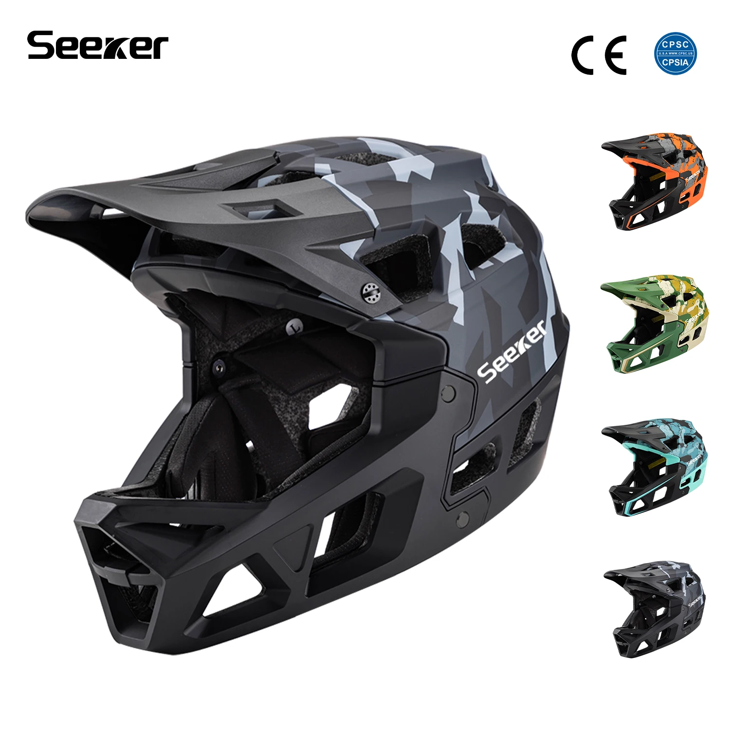 

Seeker mountain bike cross-country full-face helmet one-piece anti-impact downhill helmet adult sports bicycle riding helmet