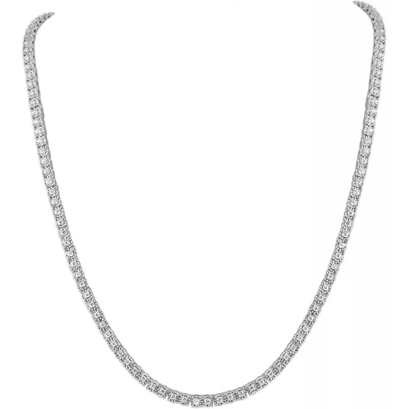 

Belacqua 14 To 24 Inches Lab Grown Diamond Tennis Necklace In Sterling Silver, Round Cut 3.7Mm, 2 1/3 To 4 Carat, G Color, SI Cl
