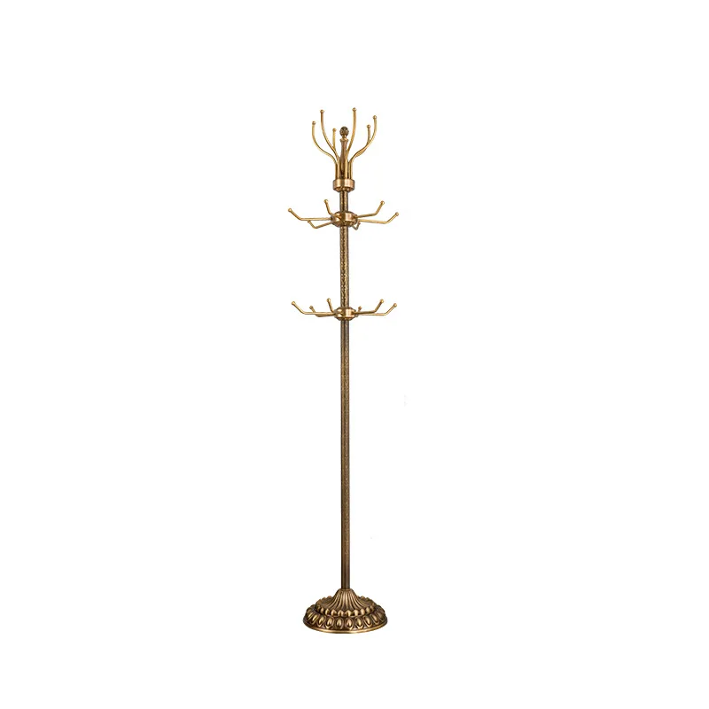

Light luxury American retro high-grade brass floor hanger living room home bedroom vertical brass hanger