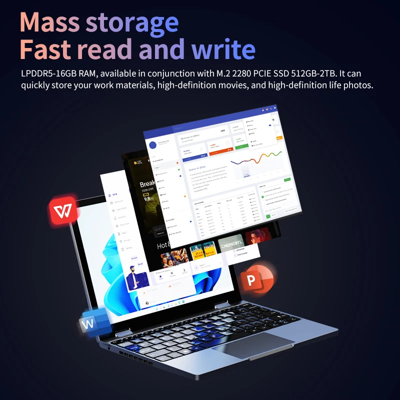 Zwide NA105H Mini Laptop Tablet 2-in-1 Intel N150 CPU 10.5" FHD IPS Screen 16GB LPDDR5 512G SSD Windows 11 Notebook