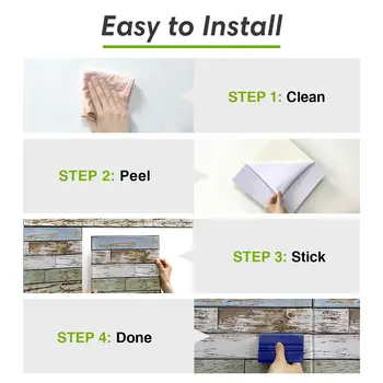 Voděodolný, balení 10 kusů, 3D modrozelený samolepicí nástěnný panel s imitací dřeva 11,8 8 nejlepší prodej Měkký nástěnný panel - №4