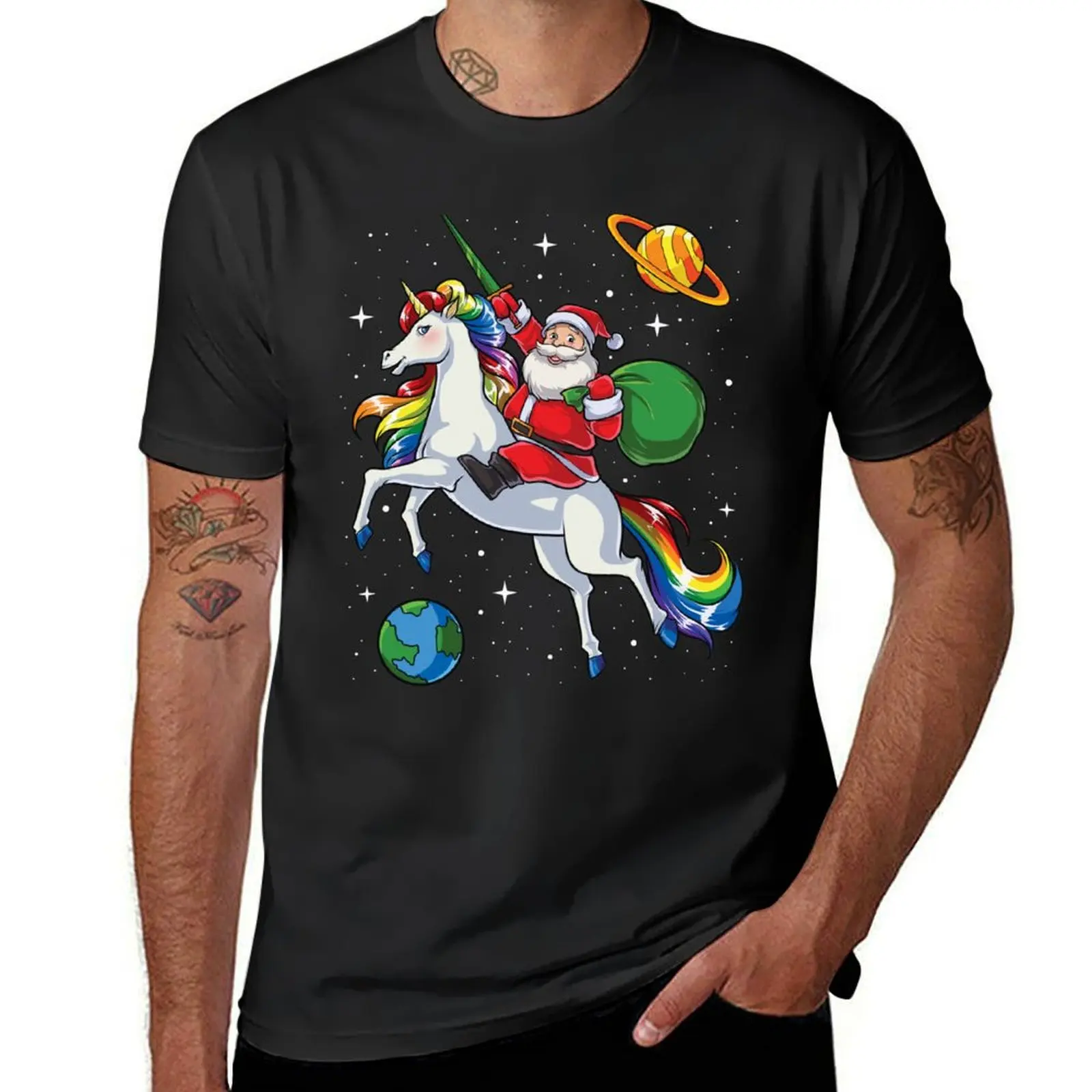 

Santa Riding Unicorn T Shirt Christmas Gifts Rainbow Space T-Shirt plus sizes oversized plain mens graphic t-shirts