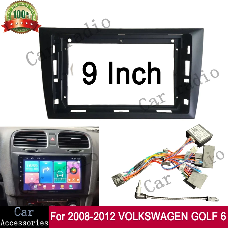 

Для 2008-2012 VOLKSWAGEN GOLF 6, рамка, 9-дюймовый размер, радиорамка, автомобильная стереосистема, DVD, лицевая панель, комплекты приборной панели