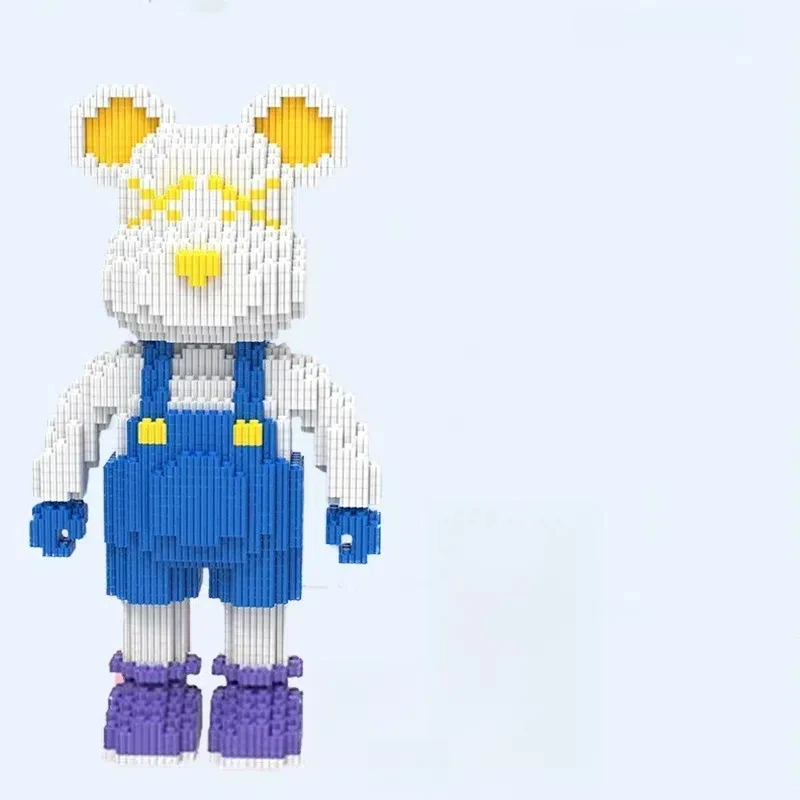 DIY Kinderspeelgoed Cartoon Mini Liefde Gewelddadige Beer Bearbrick Model met Licht Bouwsteen Micro Bricks Kerst Verjaardagscadeau