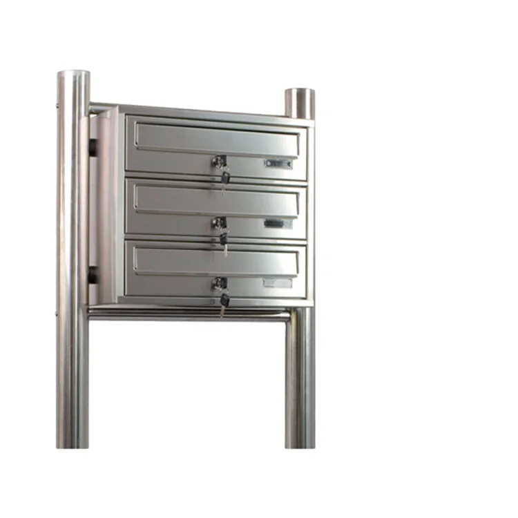 304 Stainless steel standing style 3 mailbox wall mount residential mini metal mailbox for letters outdoor