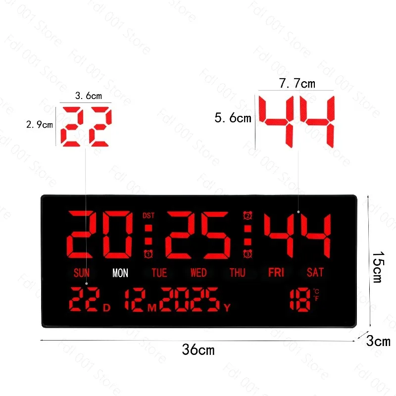 Digital electronic clock wall-mounted digital English large led screen with temperature clock perpetual calendar wall clock
