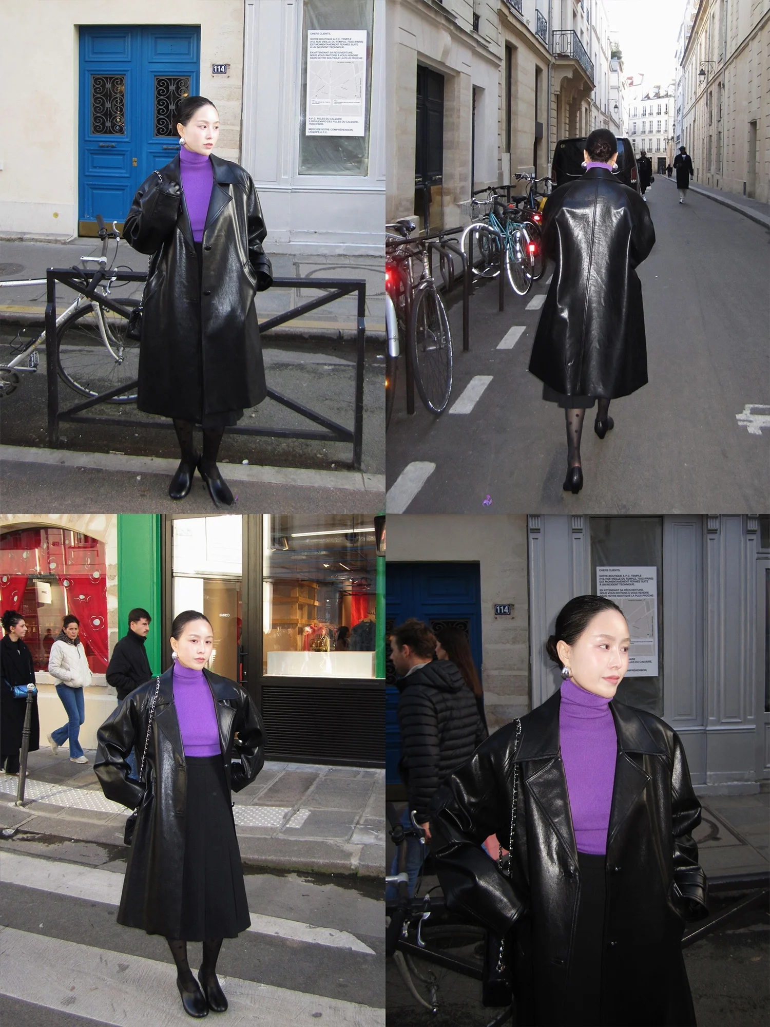 Weinisian Miss Zhu ミッドレングス PU レザー ジャエット レディース 冬 ファッション カジュアル スレ ルーズフィット プレミアム感 アウター