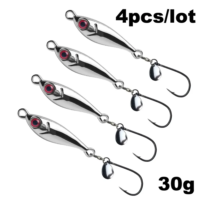 4 Stück 5g-30g Silberne Metall-Angelköder, Metall-Jigging-Köder für Wolfsbarsch, Makrele, Schnapper, Wurfangelköder, Meeresfischerei-Zubehör – Detail 2