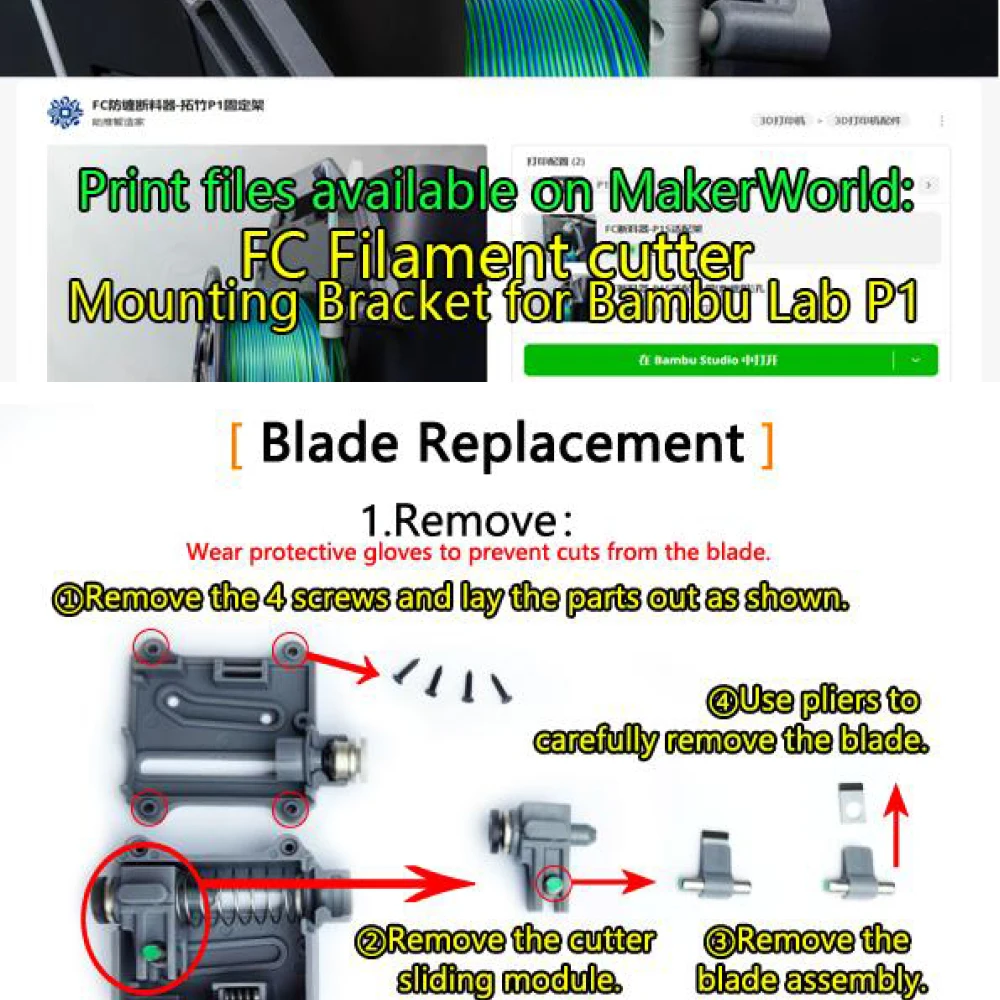 Anti-Jam-Filamentschneider Hochwertiges Filament-Kit für Bambulab Anycubic Flashforge 3D-Drucker DIY Voron Vermeidet Leerdruck – Detail 16