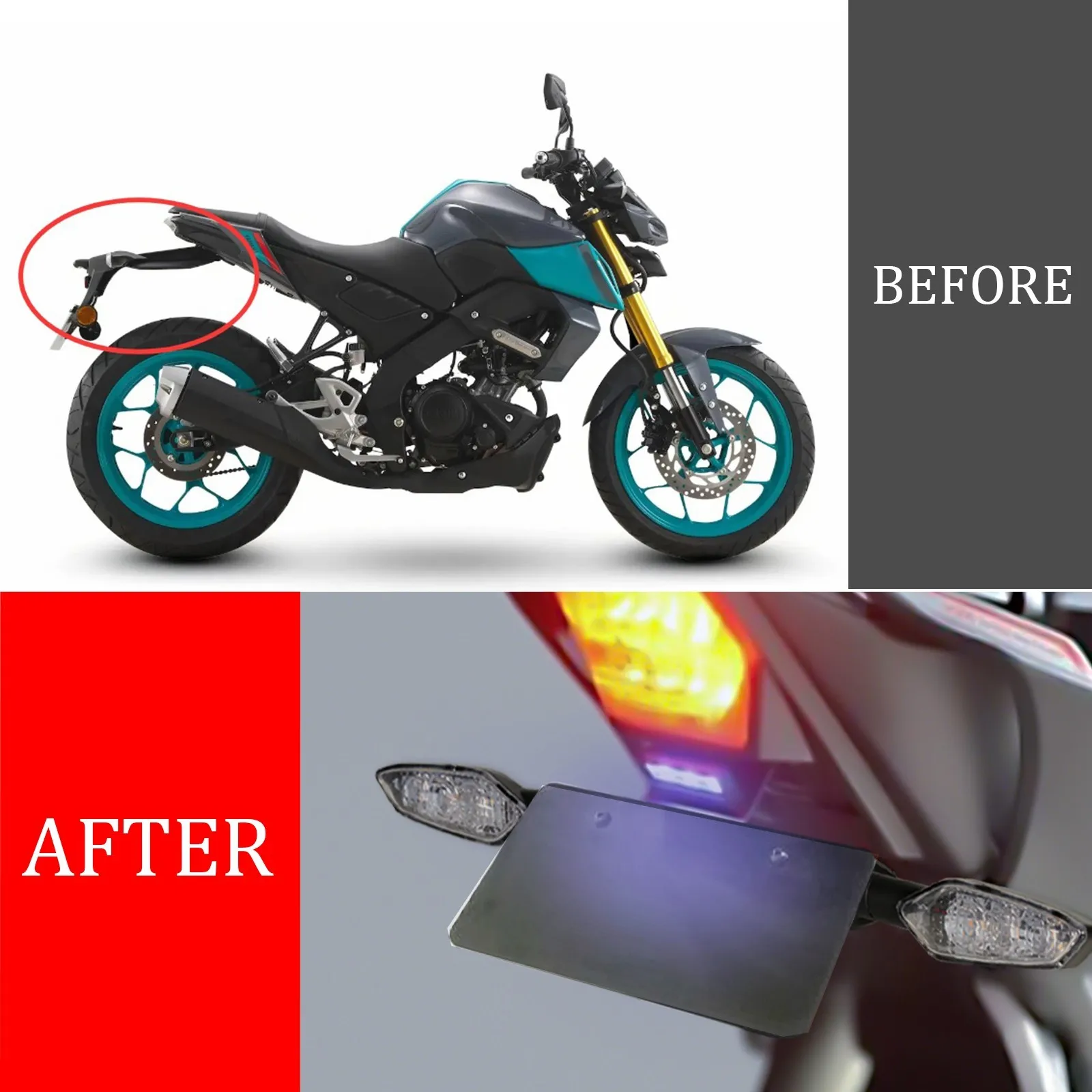 

FENDER Eliminator Kit Short Tail Tidy For YAMAHA MT15 2018-2024 FENDER Eliminator Kit Short Tail Tidy LED Turn Signal