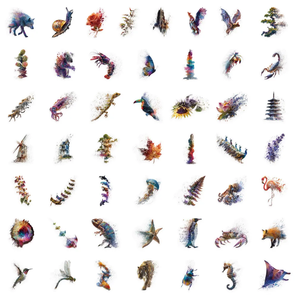 50 قطعة حركة التحول البحوث الحيوان الديكور ملصق حزمة DIY بها بنفسك سجل القصاصات اللوحي لعبة شفافة ملصقات الديكور