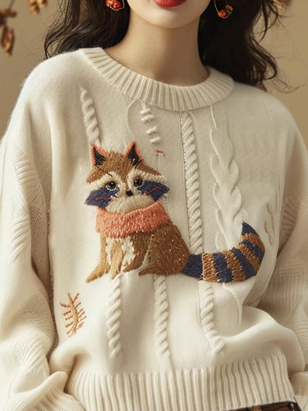 Elegant Hand-Embroidered Women's Sweater Soft Cozy Knitted Top Spring Autumn New Style Premium Feeling Small Size Friendly