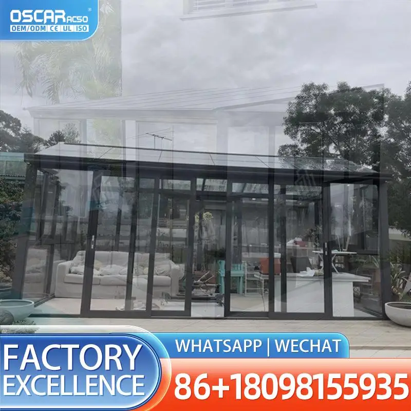 Aluminium Waterproof Sun Room Glass Prefabricated for Outdoor Use in Backyard Hotels Apartments sunroom
