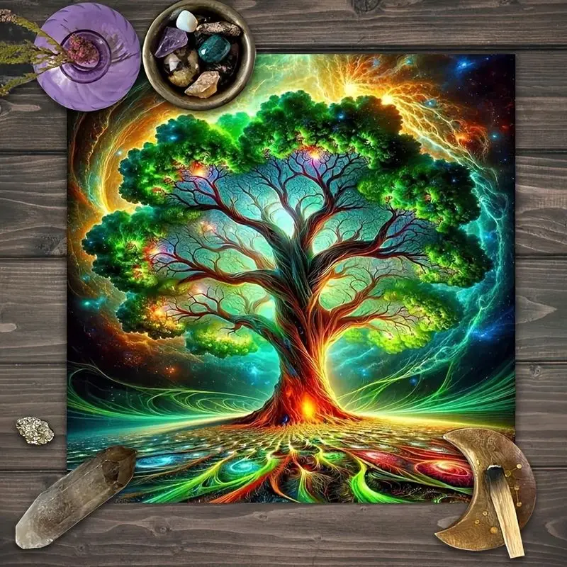 VIKAMA golden laurel wreath apollo sun god witchcraft altar cloth divination board mat ideal for reiki crystal grid spell work
