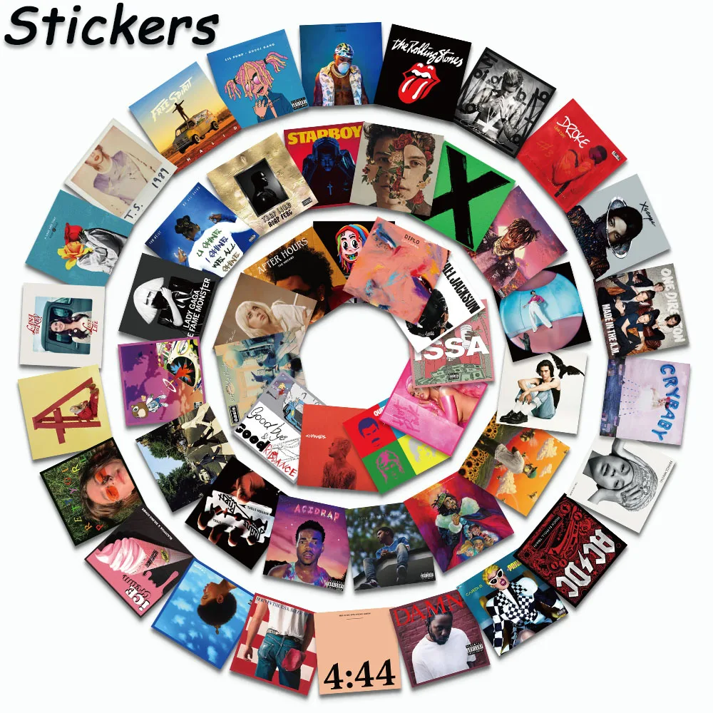 

55PCS Trend Singer Album Stickers Cool Image Decals Journal Phone Scrapbook Laptop Kscraft DIY Scrapbooking Supplies Stickers