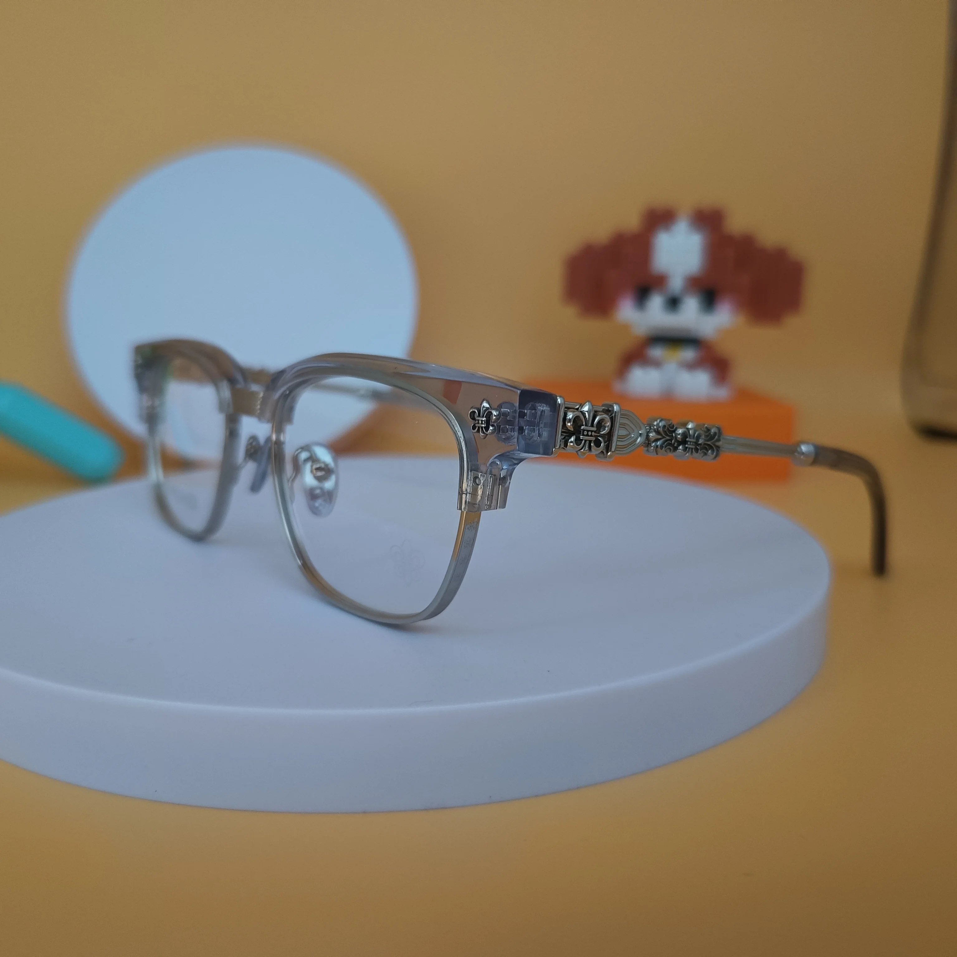 

2024 Men's Square Retro Business Half Frame Glasses Frame Titanium Luxury Fashion Reading Optics Prescription Computer Glasses