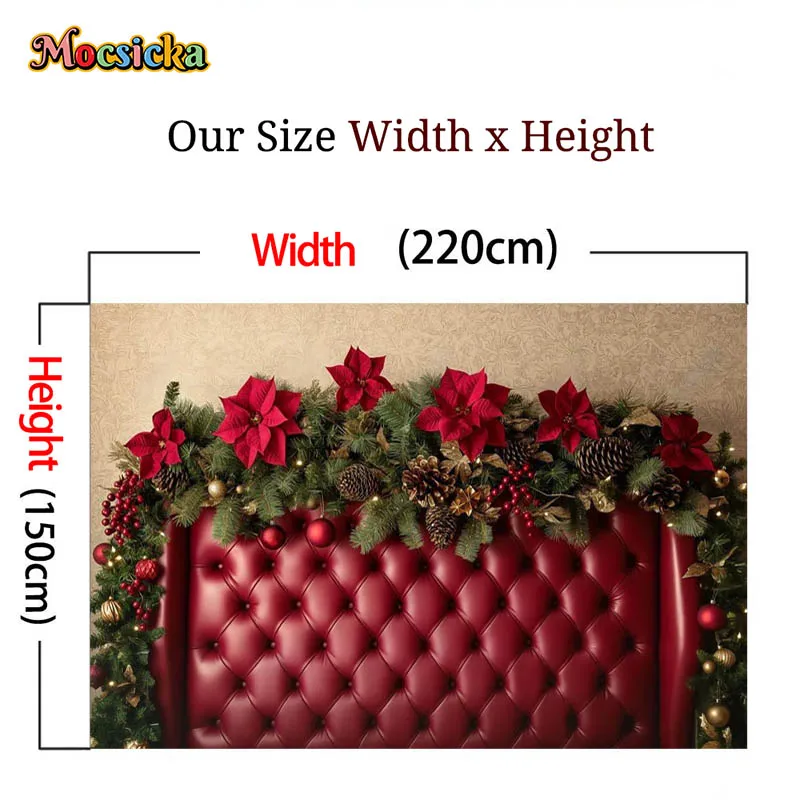 Mocsicka-写真の背景、クリスマスヘッドボード、子供と家族、子供と大人、クリスマスツリー、赤いカーテンの背景