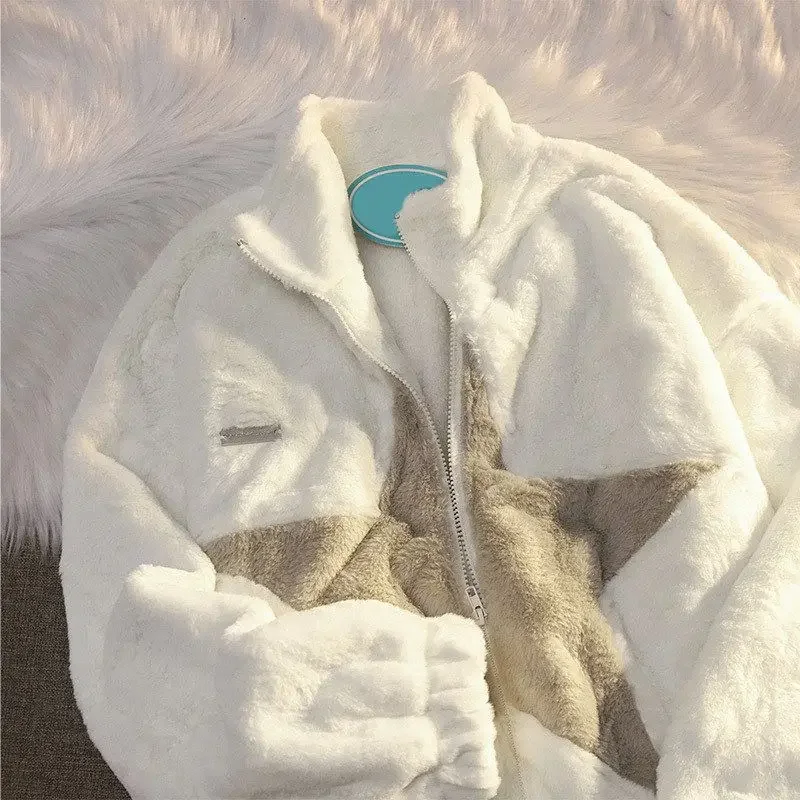 

Кашемировая куртка с пятиконечной звездой для мужчин и женщин, зимнее утепленное Свободное пальто в стиле ретро, с контрастным чокером