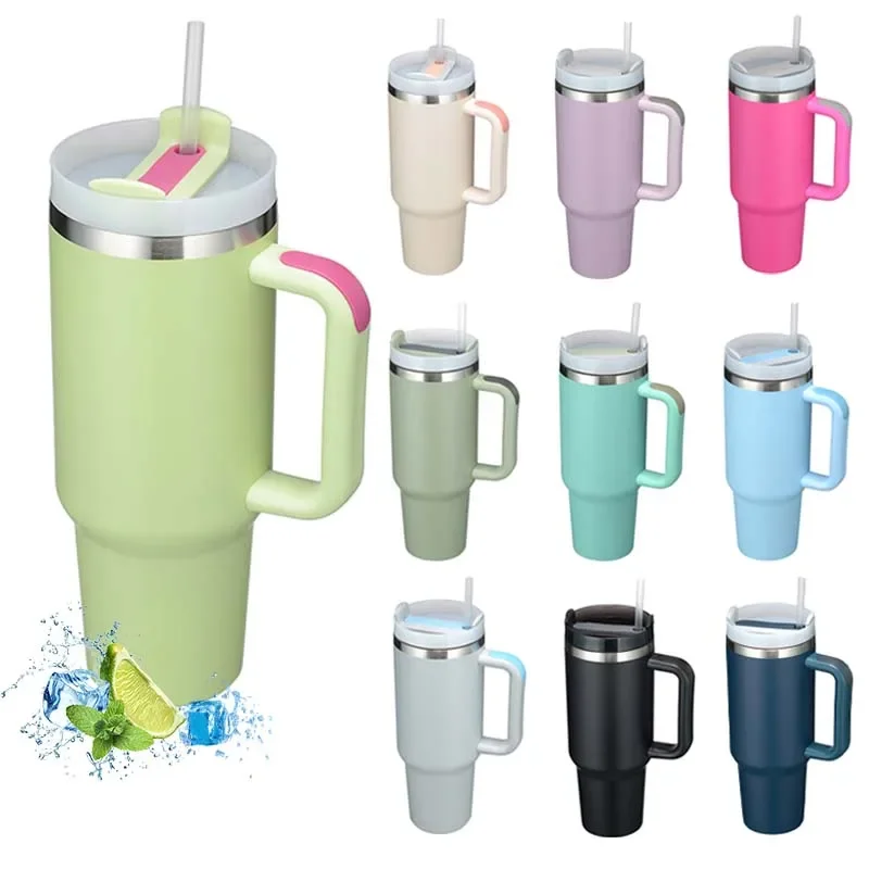 Outdoor Thermos Portable 304 Stainless Steel Thermal Mug Tumbler Vacuum Flasks Cold and Hot Sports Water Bottle with Straw 