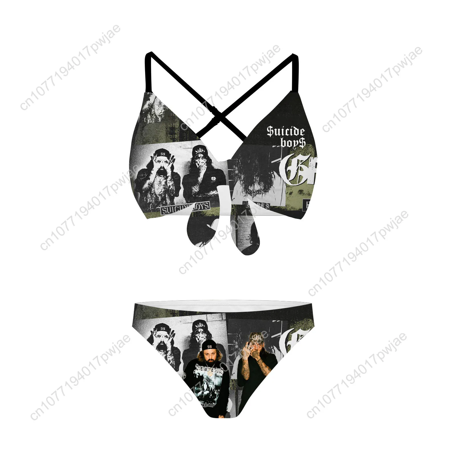 Suicideboys Hip hop Singer Bathing Suits Cross Strap Suspenders Swimsuits Womens Bikini Pool Beach Swimwear Customized Beachwear