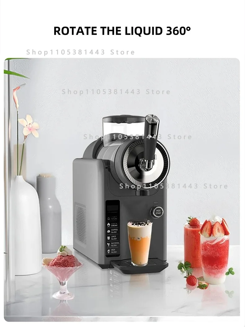 Soft Serve Ice Cream Milkshake Maker Desktop Beverage Machine 1.8L Fully Automatic Cold Drink Slush Machine