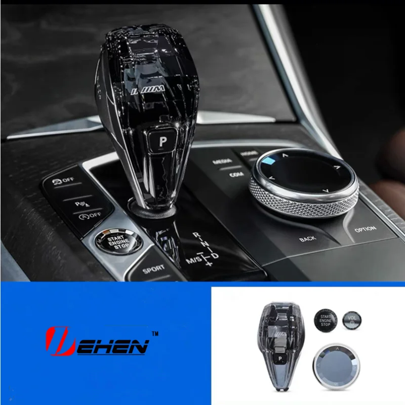 Crystal 4-Piece Set Gear Shift Knob Volume Button for BMW 2021-2022 2 Series F44 Car Interior Accessories