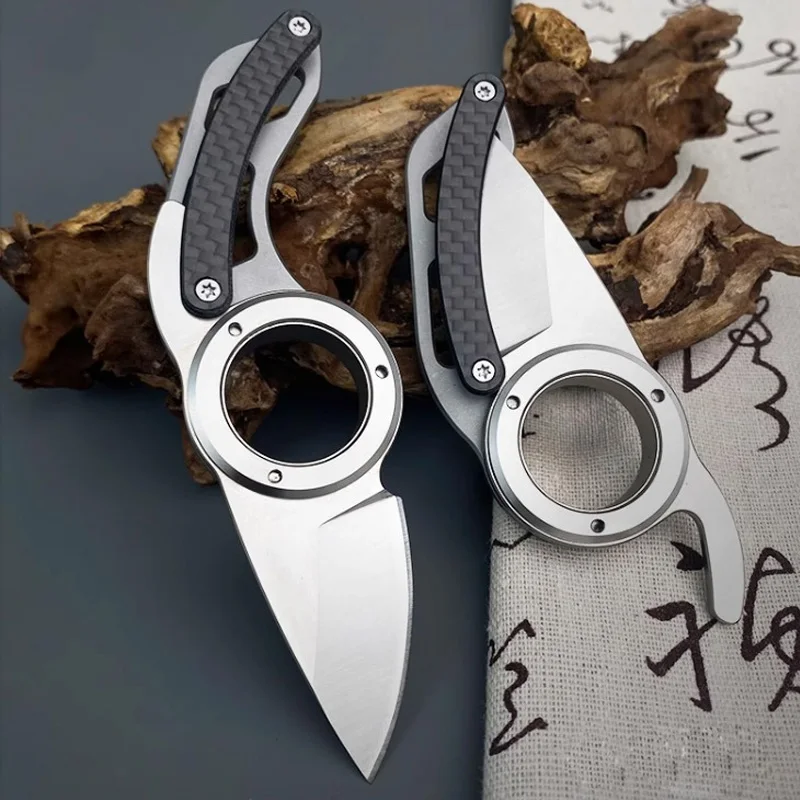 

Уличный складной нож из нержавеющей стали, острый нож, складной нож с большим ушком, снаряжение для выживания на открытом воздухе, подарок для любителей активного отдыха