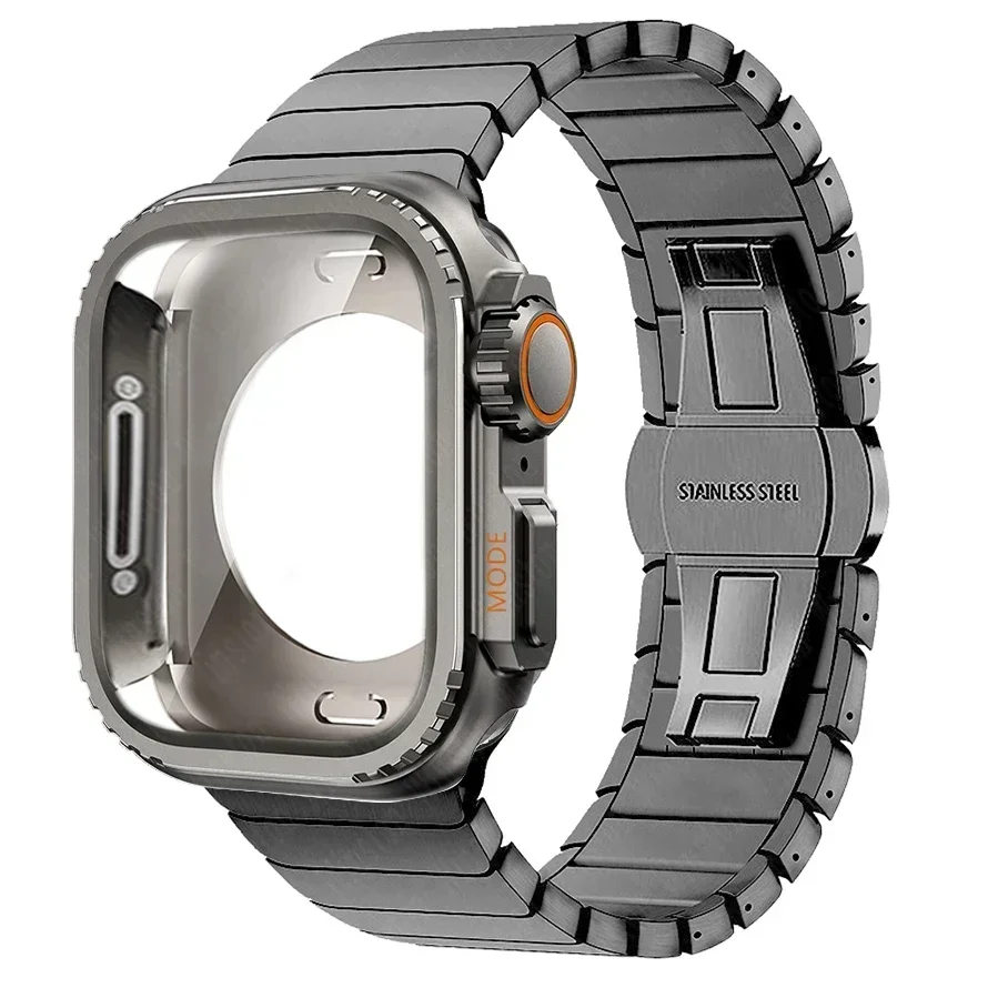 Kast + band voor Apple Watch Band 10 42 46 mm Ultra 2 49 mm 9 8 7 6 SE 5 Stalen metalen beschermhoes Upgrade Iwatch 49 mm 45 mm 44 mm